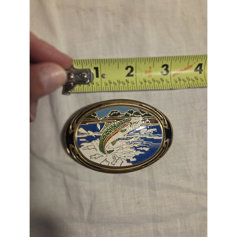 Vintage 1986 NAP Inc Solid Brass Trout Belt Buckle